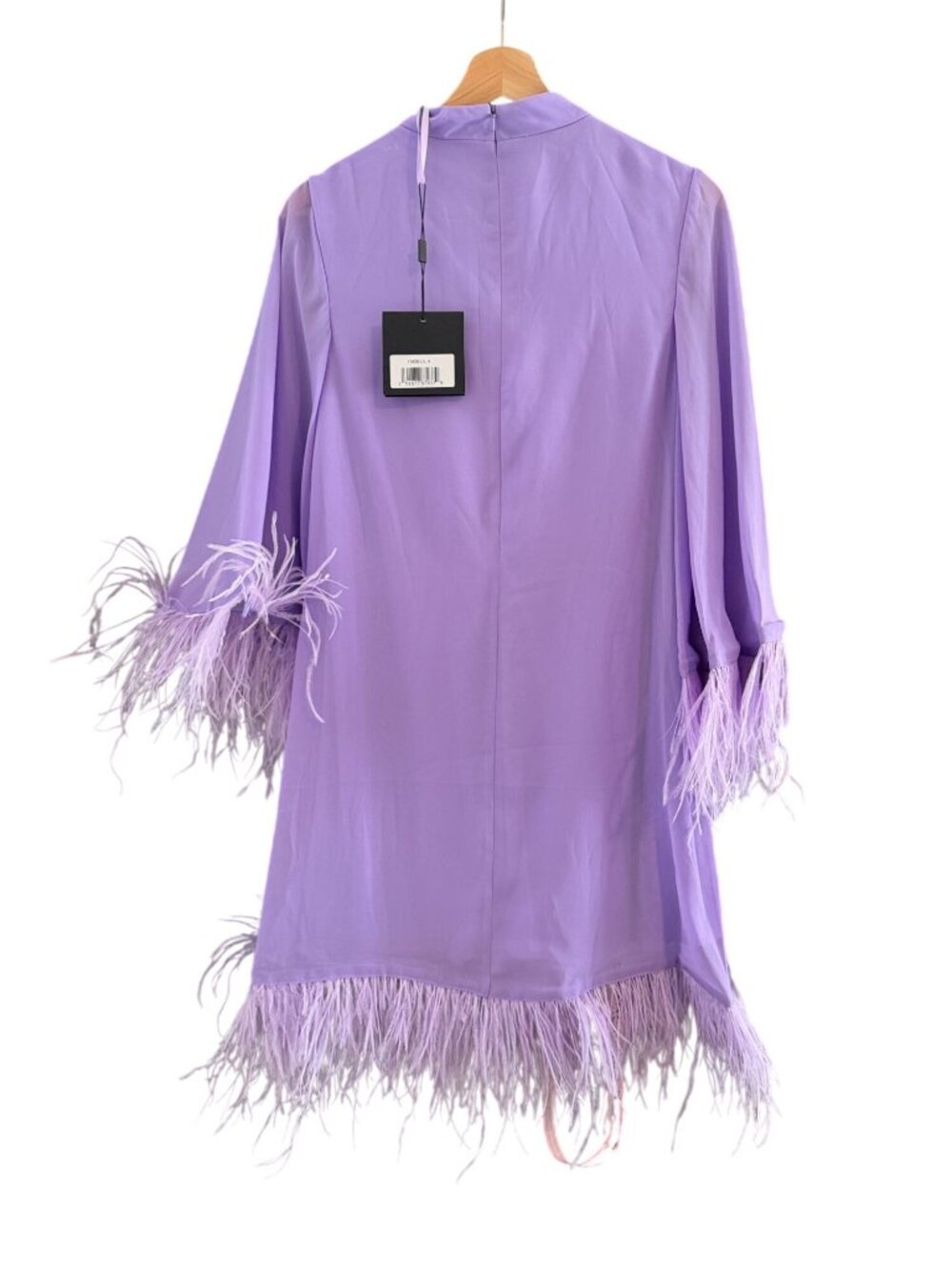 Mac Duggal Lilac Sheer Sleeves Feather Trim Cocktail Dress 11439 Dress Size 4 NW - Picture 5 of 11